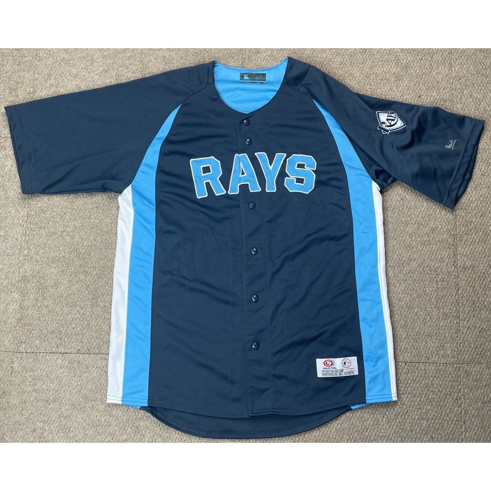 True Fan Vintage Tampa Bay‎ Rays Genuine Merchandise Baseball Jersey Size L